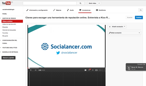 Youtube anotaciones Social Media