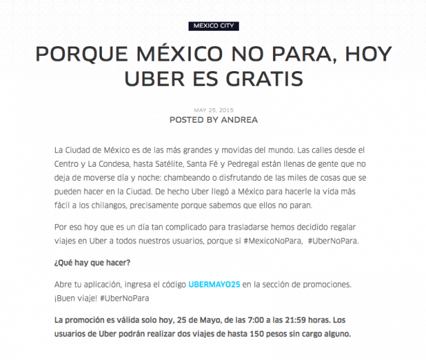 Uber gratis México