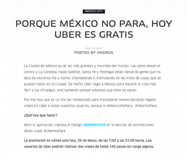 Uber gratis México