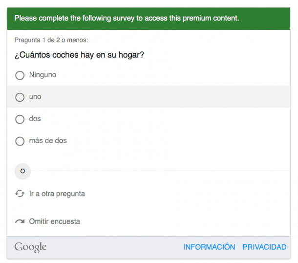 Ejemplo Google Surveys