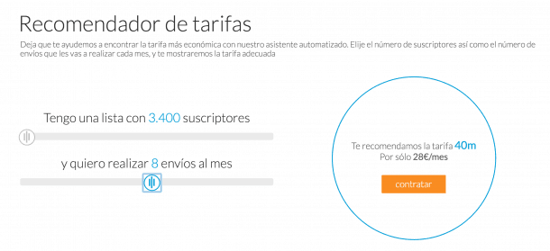 Recomendador tarifas acumbamail
