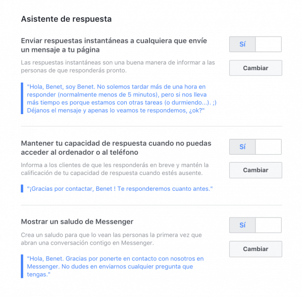 Facebook Messenger Mensaje Bienvenida