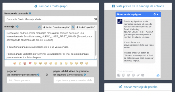 SociLead Messenger. Envío Masivo