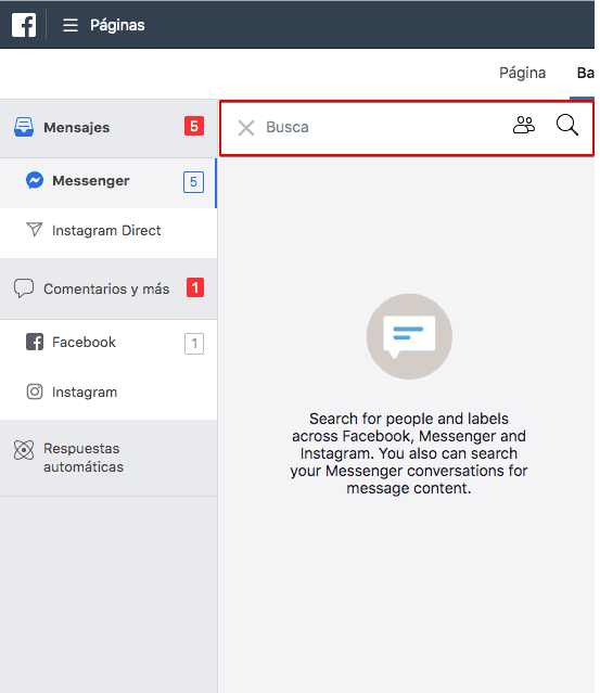 facebook messenger búsqueda