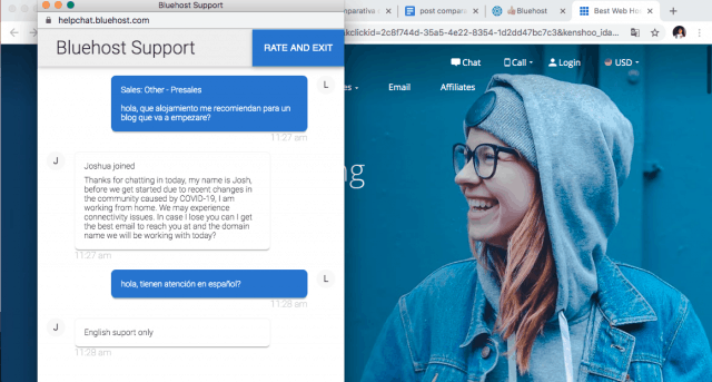 chat bluehost