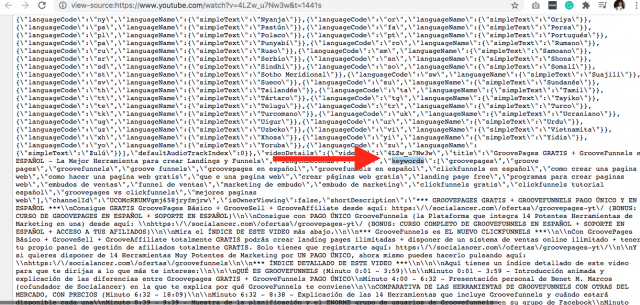 palabras clave youtube