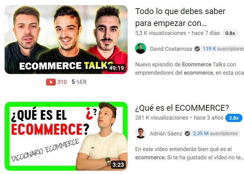canal de youtube ecommerce