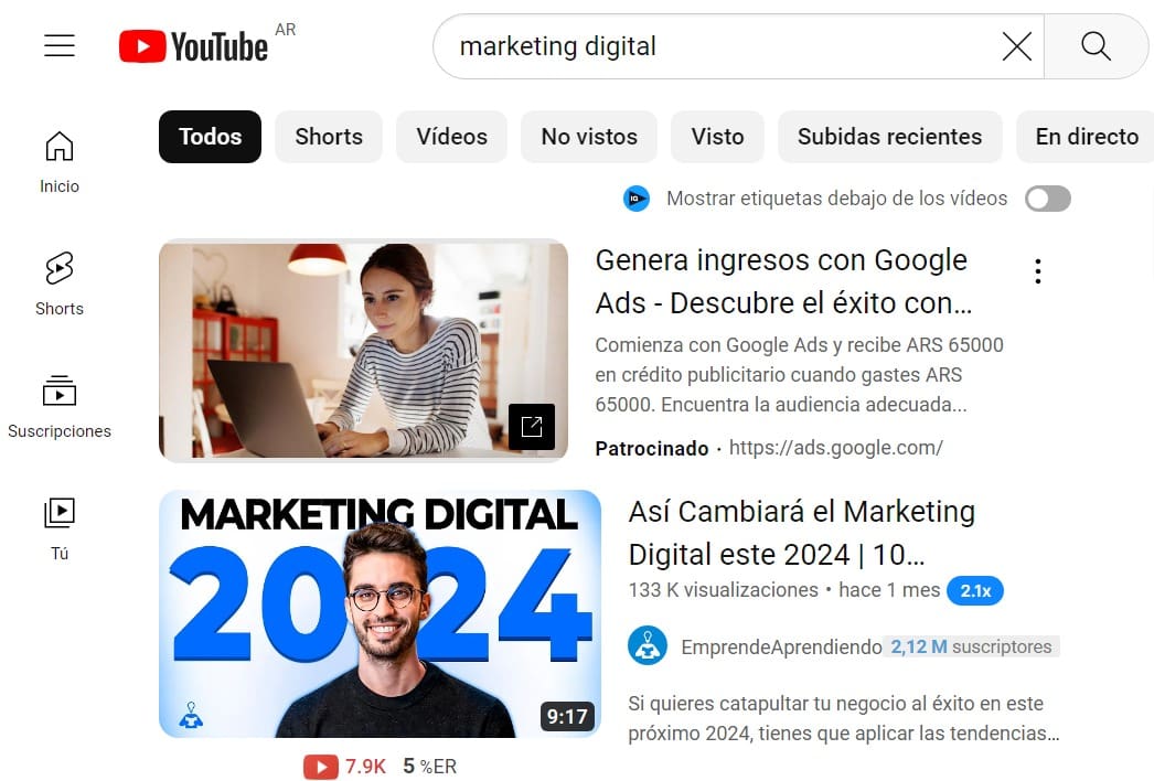 nombre para canales de YouTube Mkt