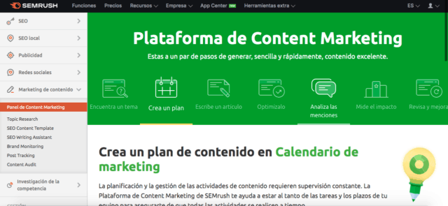 calendario editorial semrush