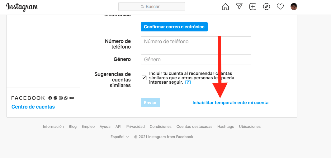 desactivar cuenta de instagram 2