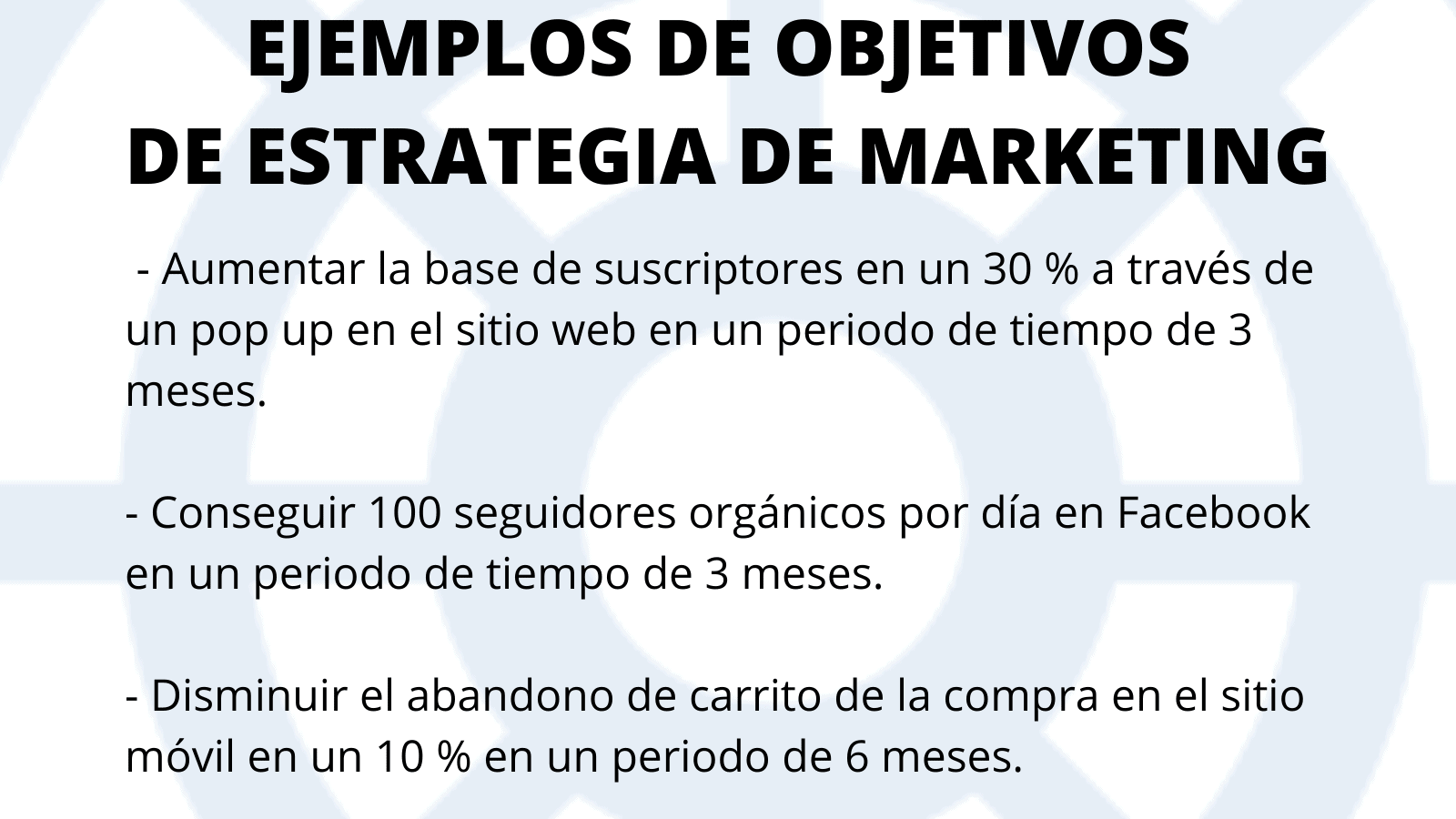 ejemplos objetivos de marketing