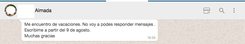 mensaje de ausencia whatsapp