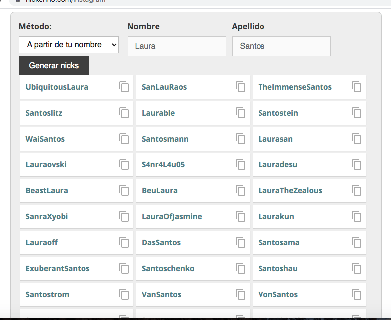 generador nombres instagram