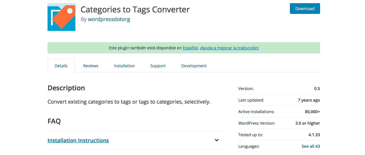Categories to Tag Converter