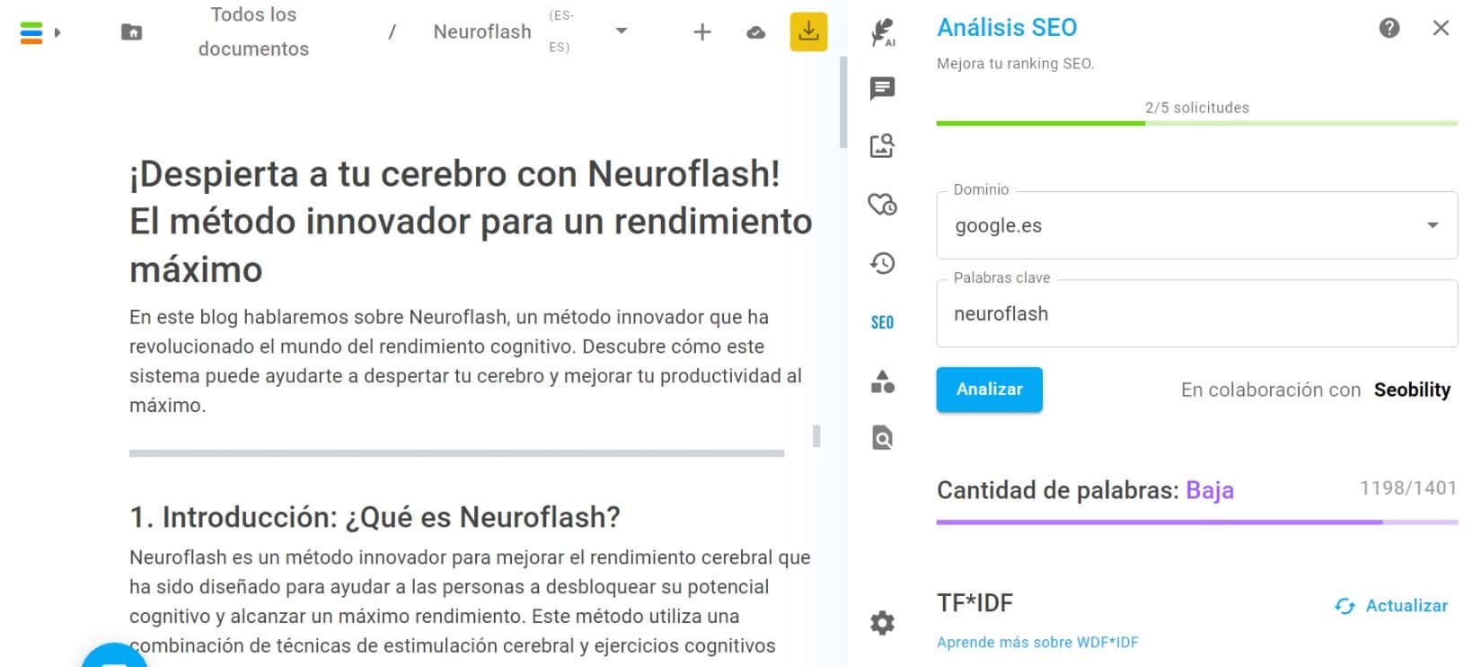 API do gerador de conteúdos de IA - neuroflash