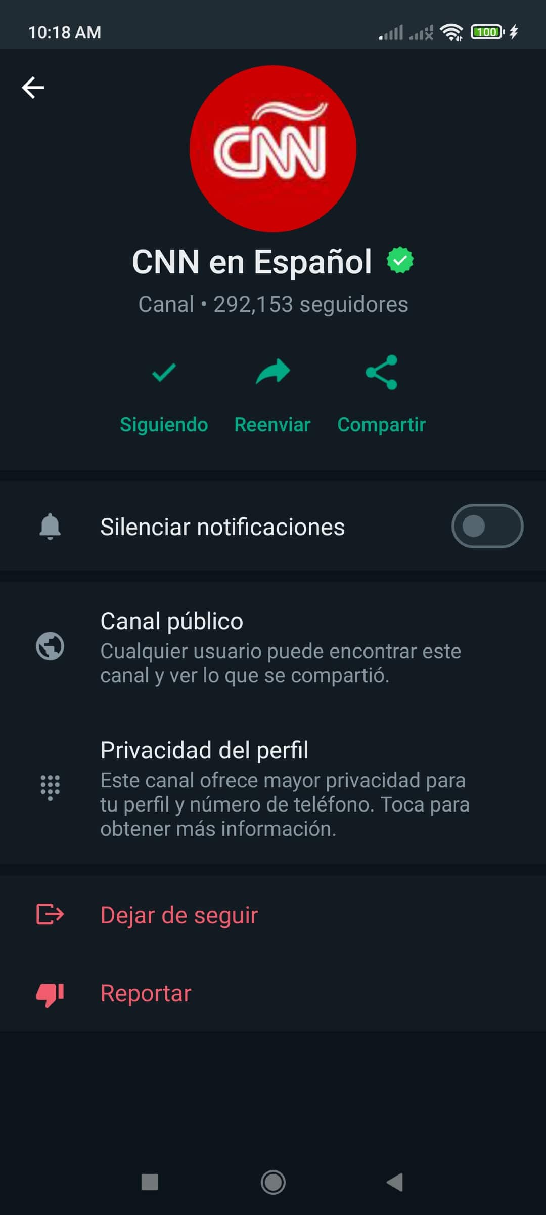 canal de whatsapp ejemplo